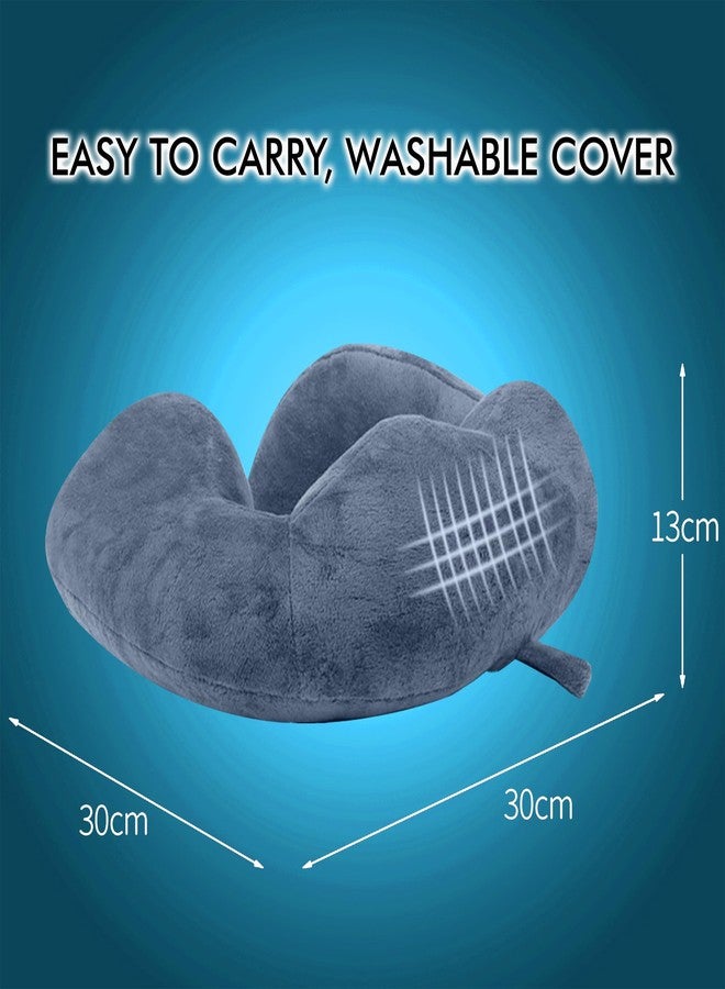 GREELI Rover Travel Neck Pillow - Soft Fiber Filled with Snap Button, Plush Fabric, for Flight, Bus, Car, Neck Pain Relief (Grey) - Image 4